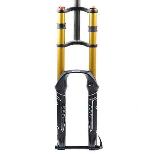 Mountain Bike Fork : QHY Mountain Bike Fork Downhill Fork DH 26 27.5 29 Inch Bicycle Suspension Fork Travel 130mm Oil Damping 1-1 / 8" MTB Disc Brake Fork Thru Axle 15mm 2600G (Color : Gold, Size : 26inch)
