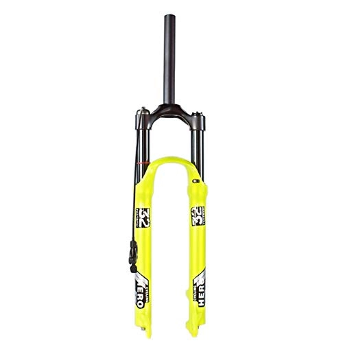 Mountain Bike Fork : QHY MTB Bike Suspension Fork 26 27.5 29 Inch Travel 110mm 1-1 / 8 1-1 / 2 Mountainbike Fork Bicycle Air Fork Disc Brake Manual / Remote Lockout Yellow (Color : Straight RL, Size : 29in)