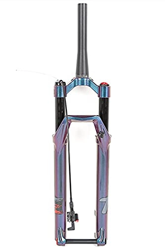 Mountain Bike Fork : QHY MTB Fork Bike Suspension Forks 27.5 / 29 Inch Cone Tube 1-1 / 2" Disc Brake Bicycle Forks Travel:80mm Remote Lockout Thru Axle 15 * 100mm (Color : Red label, Size : 27.5inch)