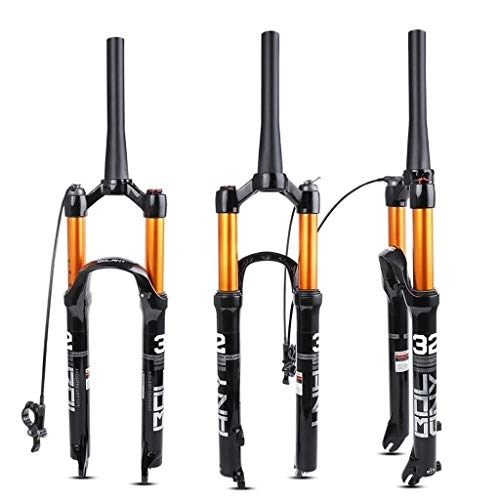 Mountain Bike Fork : QHY MTB Mountain Bike Suspension Fork 26 27.5 29 Inch Air Fork Cone Tube 1-1 / 2" XC Bicycle QR Hand Control Remote Control Travel 120mm 1650g HL / RL (Color : Line control, Size : 27.5in)