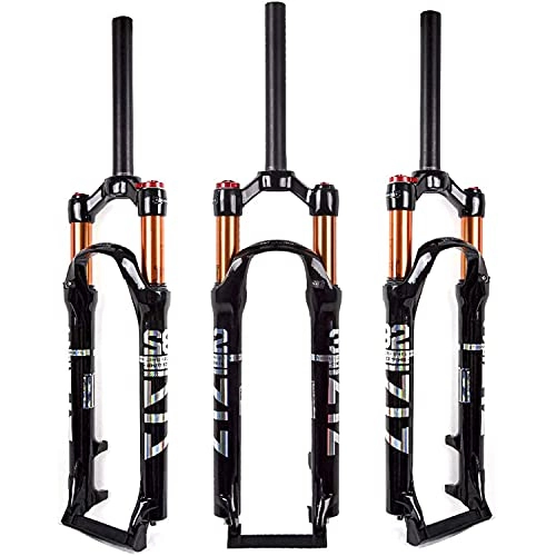 Mountain Bike Fork : QIANGU Air Mountain Bicycle Suspension Forks 26 27.5 29 inch MTB Front Forks Straight Tube 1-1 / 8" Travel 100mm QR 9 mm Disc Brake Aluminum Alloy Front Fork (Color : Straight Manual, Size : 27.5 inch)
