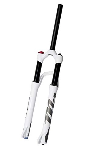 Mountain Bike Fork : qidongshimaohuacegongqiyouxiangongsi Bike forks Bicycle Fork 27.5 Inch 29 Inch 100mm Barrel Shaft 100x15mm MTB Suspension Oil And Gas Front Fork mtb fork (Color : Line white 27.5)