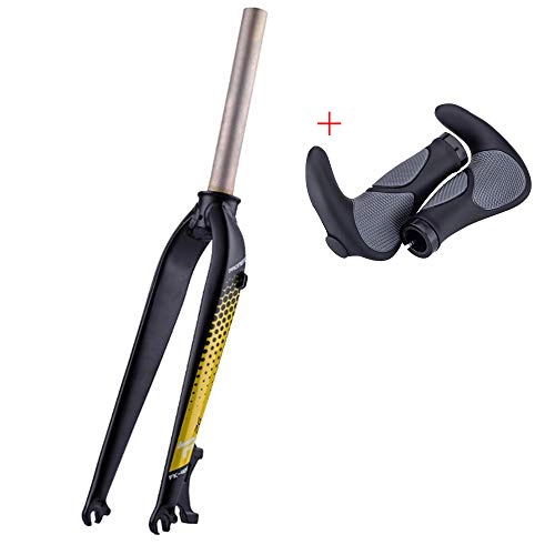 Mountain Bike Fork : QQKJ Carbon Fiber Lightweight Suspension Fork, for 26 / 27.5 Inch Mountain Bike Including Handlebar, Yellow27.5