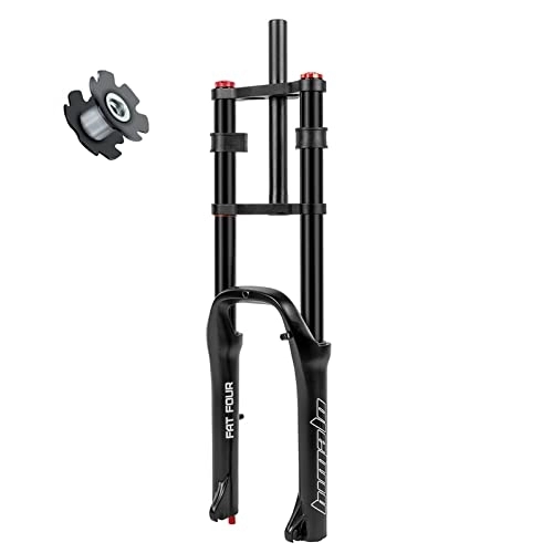 Mountain Bike Fork : RUJIXU 20Inch 4.0 Fat Forks Disc Brake Straight 1-1 / 8 BMX Air Suspension Fork Travel Lock Damping Adjustment E-Bike Mountain Bike Front Fork Travel 160mm (Color : Black)