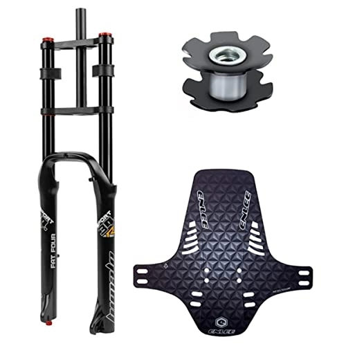 Mountain Bike Fork : RUJIXU 26 In 4.0 Bmx Fat Fork Air Suspension Forks Mountain Bike Disc Brake E-Bike Fork Straight 1-1 / 8 DH Manual Lockout MTB QR Damping Adjustment 3080g (Color : Black)