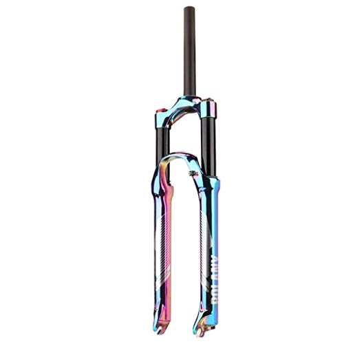 Mountain Bike Fork : SN Adjustable Suspension Forks, Air Pressure Shock Absorber Fork Fork For Cushioned Wheels Colorful Vacuum Plating Mountain Bike Forks Sports Outdoor (Size : 27.5in)