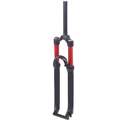 Mountain Bike Fork : Suspension Fork Double Air Chamber Aluminum Alloy Mountain Bike Fork Red Manual Lockout for Silent Ride