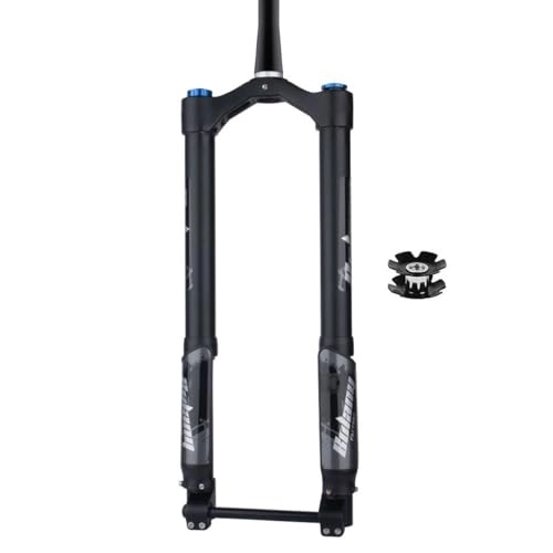 Mountain Bike Fork : Suspension Fork With Air Damping 26 / 27.5 / 29 Inch Inverted Fork 1-1 / 2" Tapered Tube 120mm Travel Manual Lockout Ultralight Snow Mountain Bike Front Fork (Color : Black, Size : 27.5inch) (Black 2