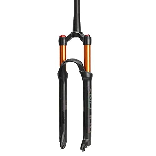 Mountain Bike Fork : Suspension Mountain Bike Suspension Fork 26 27.5 29 Inch, Air Fork Cone Tube 1-1 / 2" XC Bicycle QR Hand Control Travel 100mm fork (Color : Gold, Size : 27.5 inch)