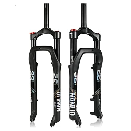 Mountain Bike Fork : TISORT 20 X 4.0 Inch Fat Bike Tire Air Suspension Fork 28.6 Straight Tube Fat Tire Air Fork QR 9mm Fit Snow Beach Mountain Bike (Size : 20")