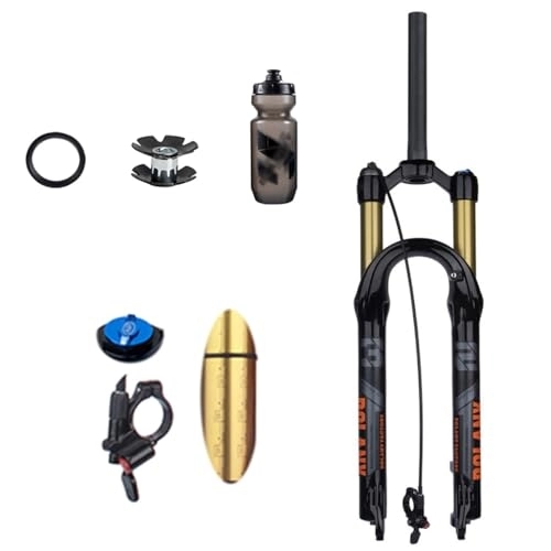 Mountain Bike Fork : TS TAC-SKY Mountain Bike Forks 27.5 / 29 Inch 120mm Travel Shock Absorption Shockproof Air Pressure Accessories Magnesium Alloy Forks (Color : Black 29 inch Straight Remote)