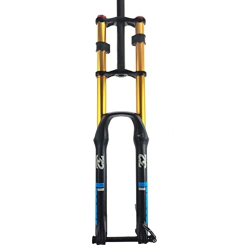 Mountain Bike Fork : UKALOU Downhill Mountain Bike Suspension Fork 26 27.5 29 Inch DH MTB Air Fork Travel 130mm Rebound Adjust Double Shoulder Front Fork Thru Axle (Color : Blue, Size : 27.5inch)