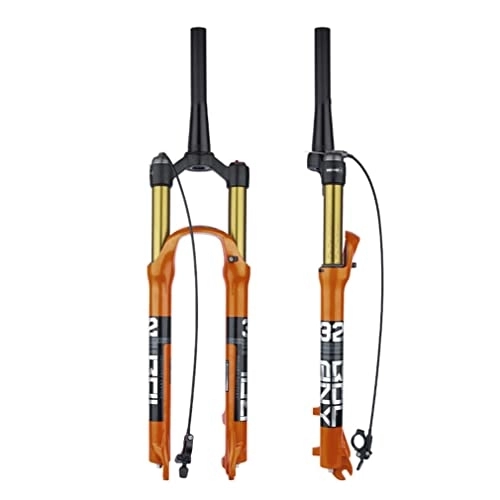 Mountain Bike Fork : UKALOU Mountain Bike Suspension Forks 26 / 27.5 / 29 Inch Travel 100mm MTB Air Fork Straight / Tapered Front Fork QR 9mm Disc Brake (Color : Tapered Remote, Size : 26'')