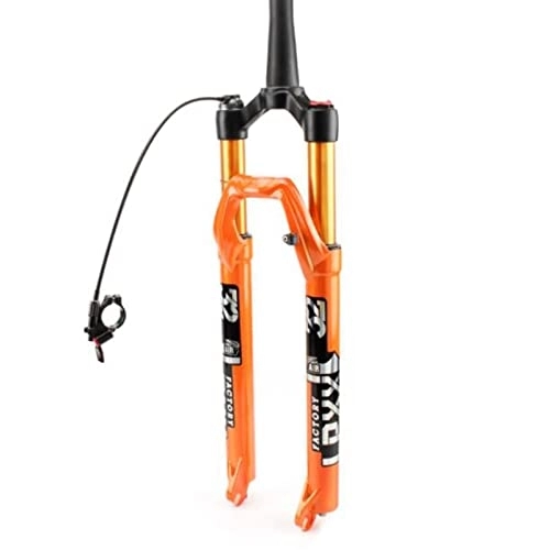 Mountain Bike Fork : UPPVTE 27.5 / 29" Bike Suspension Fork, Air Mountain Bike Fork Lightweight Alloy 100mm Travel Straight / Tapered 9mm Quick Release Forks (Color : Tapered Remote Lock, Size : 27.5inch)