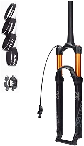 Mountain Bike Fork : UPVPTK 26 / 27.5 / 29" MTB Bicycle Fork, Air Rebound Bike Suspension Fork Travel 100mm QR 9x100mm 1-1 / 2" Remote Lockout Manual Lockout Forks (Color : Wire control, Size : 26INCH)
