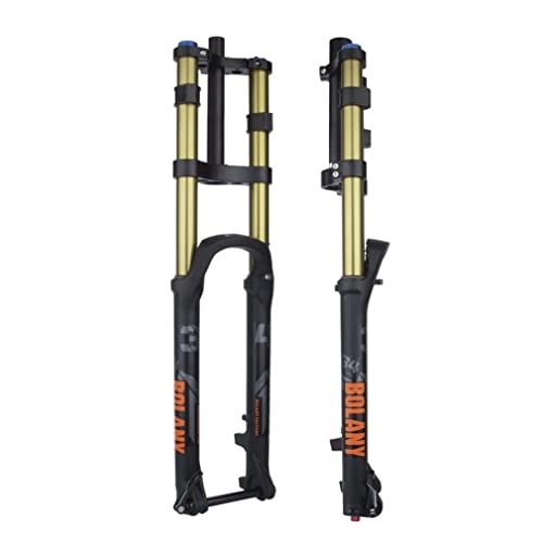 Mountain Bike Fork : WAMBAS Mountain Bike Suspension Fork 26 27.5 29 Downhill MTB Air Fork Travel 160mm Rebound Adjustable Straight Double Shoulder Fork DH / XC Thru Axle 15 * 110mm (Color : Gold, Size : 27.5'')