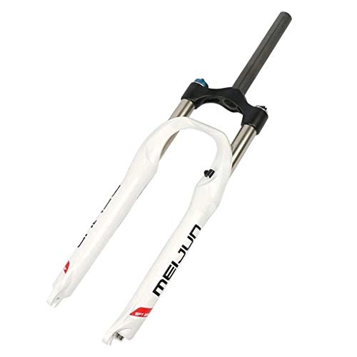 Mountain Bike Fork : Waui 26 Inch Shock Fork, MTB Aluminum Alloy Shoulder Control Lock Disc Brake Damping Adjustment 1-1 / 8" Travel 100mm (Color : White)