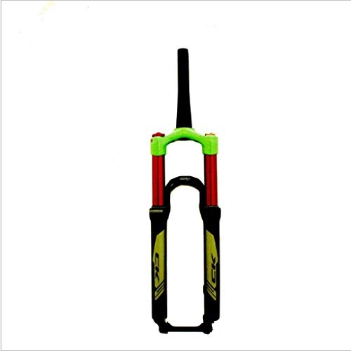Mountain Bike Fork : Waui 26 Inches For Mountain Bicycle Aluminum Alloy Suspension Front Fork Damping Air Pressure Wire Control Shoulder Control (Size : Green)