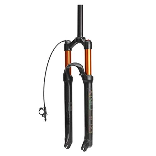 Mountain Bike Fork : Waui 27.5" Suspension Fork, Outdoor Aluminum Alloy Disc Brake Damping Adjustment Cone Tube 1-1 / 8" Travel 100mm (Color : A, Size : 26inch)