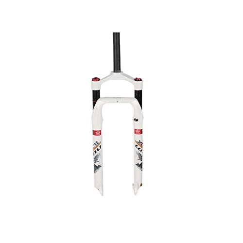Mountain Bike Fork : Waui Suspension Fork Snowmobile Gas 26 Inch Front Beach Air 4.0 Tire Open File 135mm Black (Color : White)