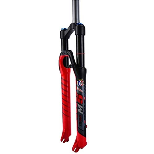 Mountain Bike Fork : Waui Suspension Front Fork Mountain Bike 26 / 27.5 Inches Air Damping Adjustment Bicycle Shoulder Lock 1-1 / 8" (Color : RED, Size : 26inch)
