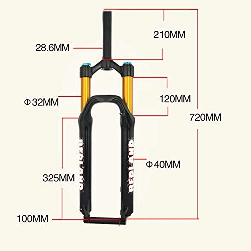Mountain Bike Fork : WSJ WSJMountain Bicycle Air Pressure Fork, Aluminum Alloy 8 Segments Adjustable Air Suspension Shoulder Control
