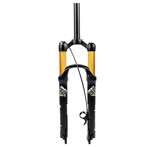Mountain Bike Fork : XMcKJ Bicycle Suspension Fork 26 27.5 29 Inch Magnesium Alloy Mountain Bike Suspension 32 Air Resilience Oil Damping Discbrake HL / RL Travel 100MM (Color : Gold Line, Size : 27.5in)