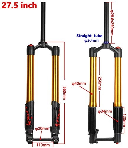 Mountain Bike Fork : XZ High Quality 27.5 inch Mountain Bike Suspension Fork, Cross Country Disc Brake Shoulder Control Damping Shock Absorber Fork, 26inch