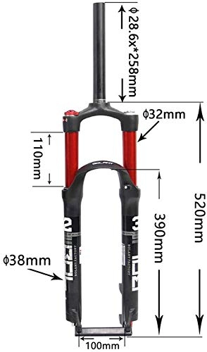 Mountain Bike Fork : XZ High Quality Double Chamber Suspension Fork, 26" / 27.5 Aluminum Alloy Disc Brake Damping Adjustment Cone Tube 1-1 / 8" Travel, A, 29inch