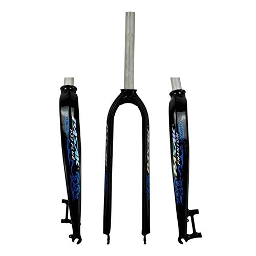 Mountain Bike Fork : Yuanfang NUE Bike Oil-cast Hard Forks 26 / 27.5 / 29 Inch MTB / Road Bike 700C Aluminum Alloy Front Fork Disc Brake Bright Black+Blue UV Reflective Pattern CN (Size : 27.5")