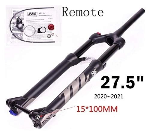 Mountain Bike Fork : YZLP Bike forks 100 * 15mm 27.5er 29inche Bicycle Fork air size Mountain MTB Bike Fork Front suspension (Color : 27.5 cone remote)