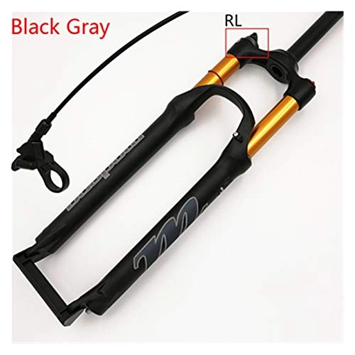Mountain Bike Fork : YZLP Bile forks Mountain bicycle Fork 26in 27.5in 29 inch Gold Pipe Travel suspension fork air damping front fork remote and m (Color : 29Black Gray RL)