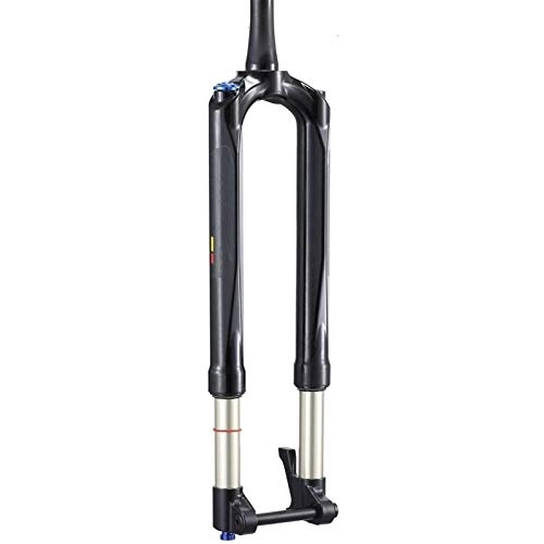 Mountain Bike Fork : Z-LIANG MTB Carbon Bicycle Fork Mountain Bike Fork 27.5 29er RS1 ACS Solo Air 100 * 15MM Predictive Steering Suspension Oil and Gas Fork (Color : 27.5inch Black)