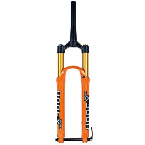 Mountain Bike Fork : ZECHAO 1-1 / 2" Bicycle Air MTB Front Fork, Magnesium Alloy 27.5 / 29er Shock Absorber Mountain Bike Disc Brake Large Stroke Thru Axle 15 * 100mm (Color : Orange-160MM, Size : 27.5inch)