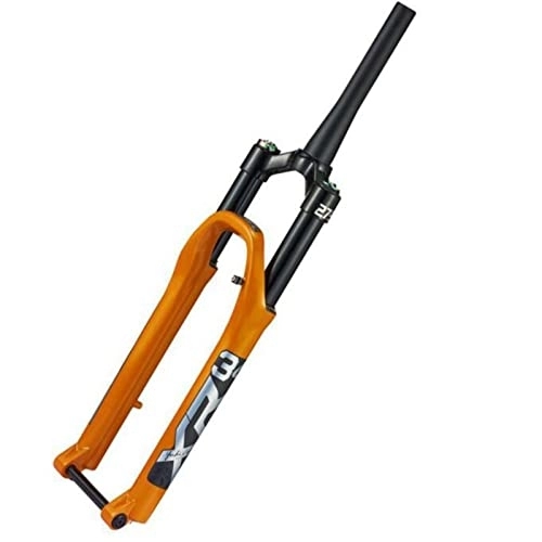 Mountain Bike Fork : ZECHAO Aluminum Alloy 120mm Travel Mountain Bike Suspension Forks, 1-1 / 2" 15 * 100mm Thru Axle Rebound Adjustment Suspension Front Fork Accessories (Color : Manual-orange, Size : 26inch)