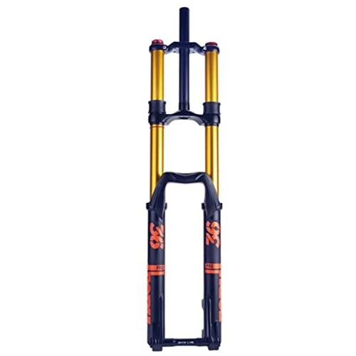 Mountain Bike Fork : ZECHAO Electric Bicycle Double Shoulder Front Fork, 110MM*20MM Mountain Bike Suspension Fork 27.5 / 29inch Air Fork 200mm Travel Accessories (Color : Gold-orange, Size : 29inch)