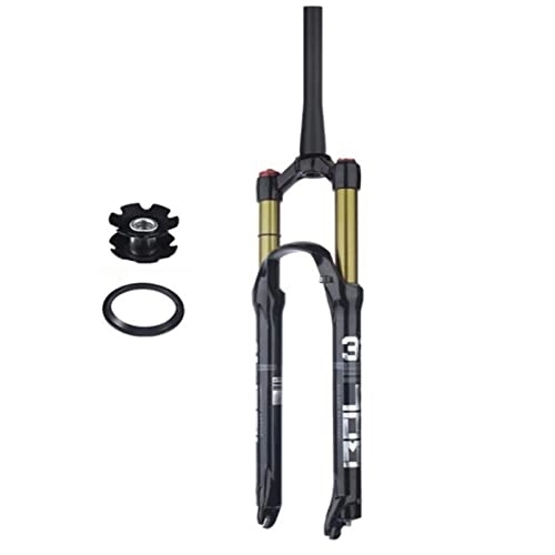 Mountain Bike Fork : ZECHAO Stroke 120mm Mountain Bike Suspension Forks, 29 / 27.5 / 26inch Straight / Tapered Aluminum Alloy Air Supension Front Fork 100 * 9mm Accessories (Color : Tapered Manual Lock, Size : 26inch)