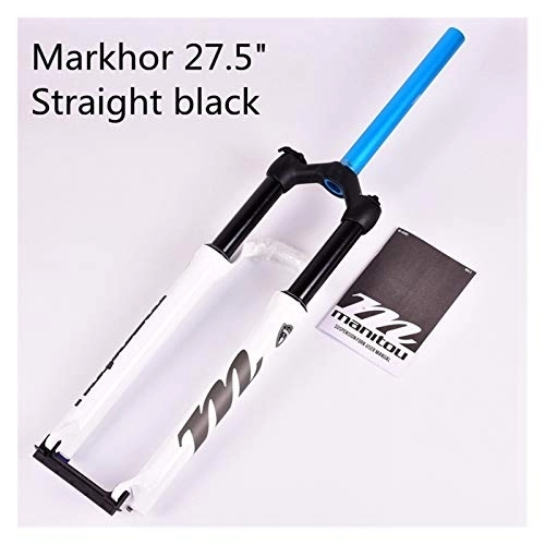 Mountain Bike Fork : ZSR-haohai MTB Bike Fork For 26 27.5 29er Mountain Bicycle Fork Oil and Gas Fork Remote Lock Air Damping Suspension Fork (Color : 27.5 straight white)