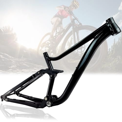 Mountain Bike Frames : 27.5er 29er Mountain Bike Frame Aluminum Alloy Softtail DH AM MTB Frame 16'' / 18‘’ BOOST Thru Axle 12x148mm Disc Brake Frame For 3.0 Tire (Color : Black B, Size : 18''x29er)