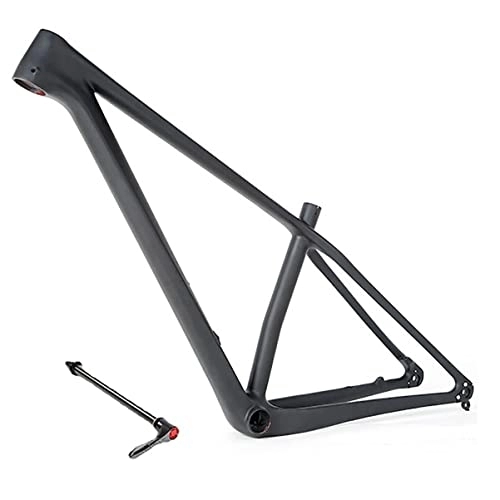 Mountain Bike Frames : 27.5er Carbon Fiber Mountain Bike Frame 15", 17" Thru Axle 142x12mm MTB Bicycle Frame Disc Brake BB92 Bottom Bracket (Color : Matte black, Size : 27.5x15'')