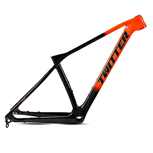 Mountain Bike Frames : 27.5inch Mountain Bike Frame 15'' / 17'' / 19'' Carbon Fiber Disc Brake Bicycle Frame Thru Axle 142mm BB92 Routing Internal XC Bike Accessories (Color : Orange, Size : 19x27.5'')