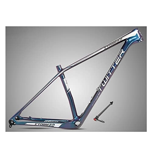 Mountain Bike Frames : Carbon Fiber Mountain Bike Frame 27.5 / 29" Thru Axle 142mm Disc Brake XC / MTB Frame 15'' / 17'' / 19'' Bicycle Frame BB92 Bottom Bracket (Color : Sliver, Size : 17x27.5'')