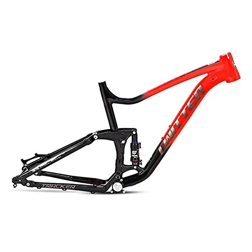 Mountain Bike Frames : DFNBVDRR 27.5 / 29in Full Suspension Frame Soft Tail Mountain Bike Frame 17'' / 19'' Travel 120mm Aluminium Alloy XC / AM MTB Frame Thru Axle 148mm With Rear Shock (Color : Red, Size : 17x27.5in)