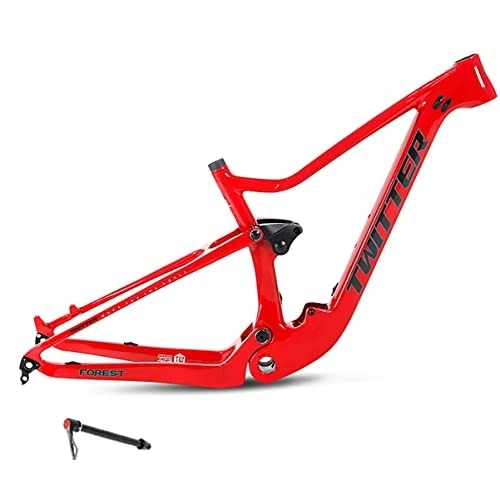 Mountain Bike Frames : DFNBVDRR MTB Frame 27.5 / 29er SoftTail Mountain Bike Frame 15'' / 17'' / 19'' Full Carbon BOOST Bicycle Frame Thru Axle 12X148mm BSA73mm Routing Internal (Color : Red, Size : 19x27.5in)