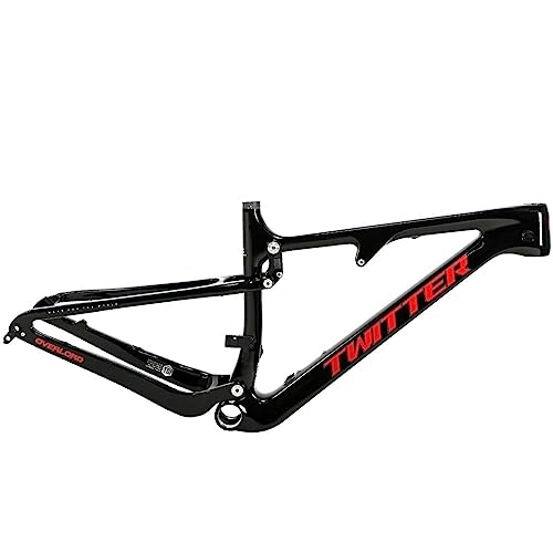 Mountain Bike Frames : DHNCBGFZ 27.5ER 29ER Carbon Trail Mountain Bike MTB Frame 120mm Frame Travel 148 * 12MM Thru Axle Rear Space With T47 Threaded Center Shaft Routing Internal (Color : Black red, Size : 29x15'')