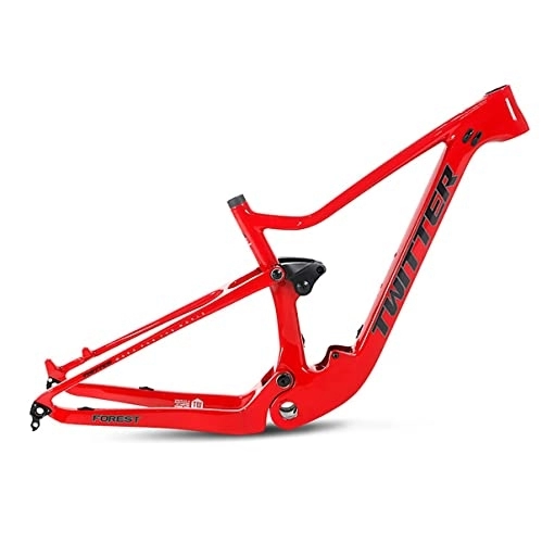 Mountain Bike Frames : Full Suspension Frame 27.5 / 29er SoftTrail Mountain Bike Frame Carbon Fiber Disc Brake Bicycle Frame Travel 120mm BOOST Thru Axle 12x148mm XC / AM MTB Frame BSA73 (Color : Red, Size : 15 * 29'')