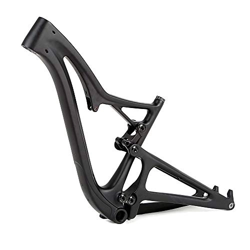 Mountain Bike Frames : Gububi Bike frameset 27.5 Inch Carbon Fiber Soft Tail Mountain Frame Full Suspension Inside The Mountain Cross-country Bicycle Rack (Color : Black, Size : 27.5Inch)