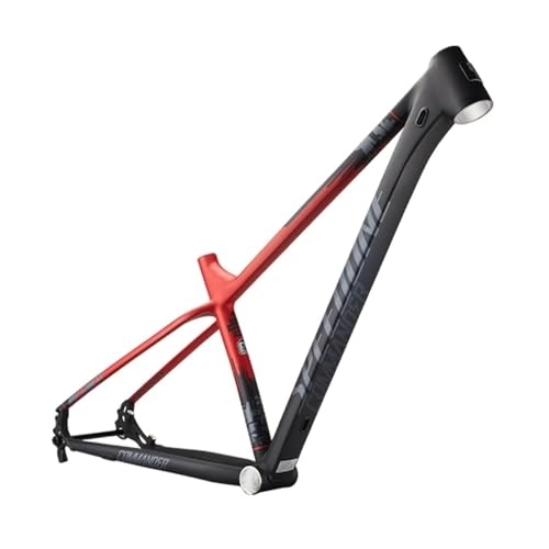 Mountain Bike Frames : KLWEKJSD 29inch Mountain Bike Frame Aluminum Alloy MTB Frame Thru Axle 12X142MM Disc Brake Taperd Headset Bicycle Frame Routing Internal (Color : Black Red, Size : S)