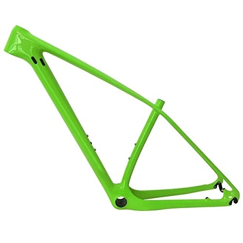 Mountain Bike Frames : OKUOKA Bike Front Suspension Bike Frames T1000 carbon fiber Mountain bike frame Seat post 27.2mm Support electronic shift Racing frame 29ER (Color : Green, Size : 19")