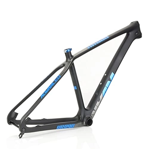 Mountain Bike Frames : QHIYRZE Carbon Fibre MTB Frame 27.5er Hardtail Mountain Bike Frame 15'' / 17'' / 19'' Disc Brake Bicycle Frame Thru Axle 12x142mm BB92 (Color : Blue, Size : 27.5 * 17'')